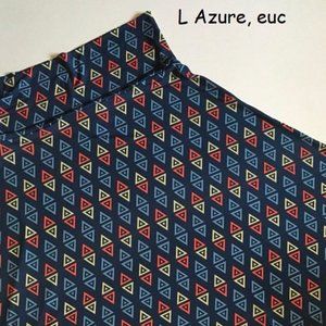 Large Lularoe Azure a-line skirt, blue with triangles